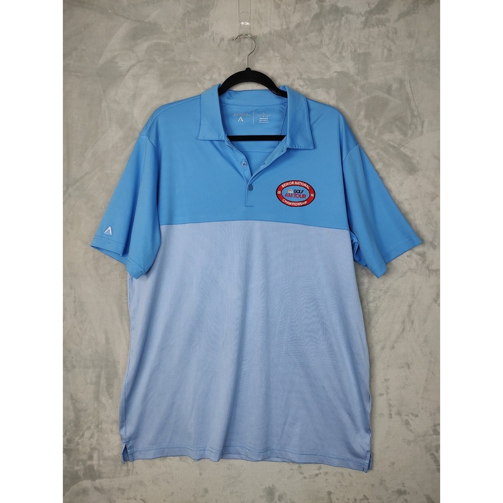 Antigua Mens 2019 Senior National Golf AM Tour Championship Polo Shirt Blue L